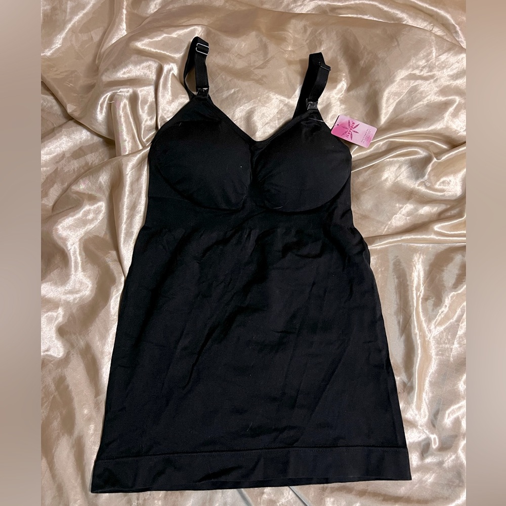 Nursing Tank Adjustable Strap Camisole New With Tags Size Large Black